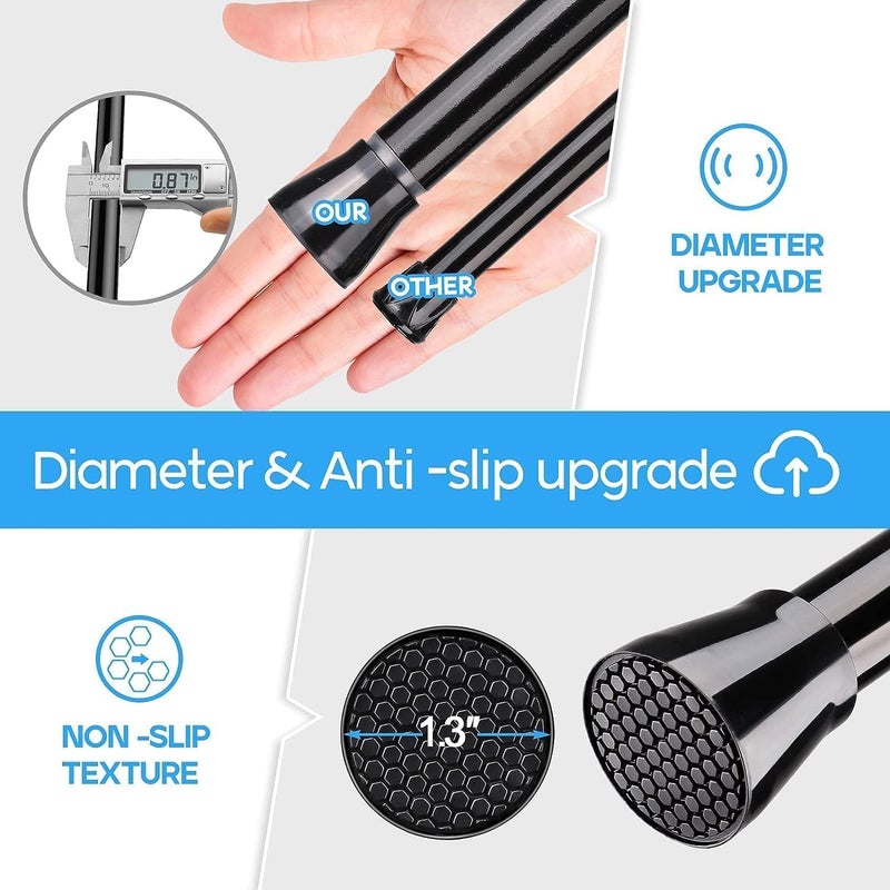 ZipGlo Tension Curtain Rod Black 1PCS Tension Rods for Windows 30 to 64 Inch Spring Curtain Rod Adjustable Tension Rod Tension Curtain Rod of Bathroom Window Curtain Rod Closet rod Kitchen rod Wardrobe - Image 5